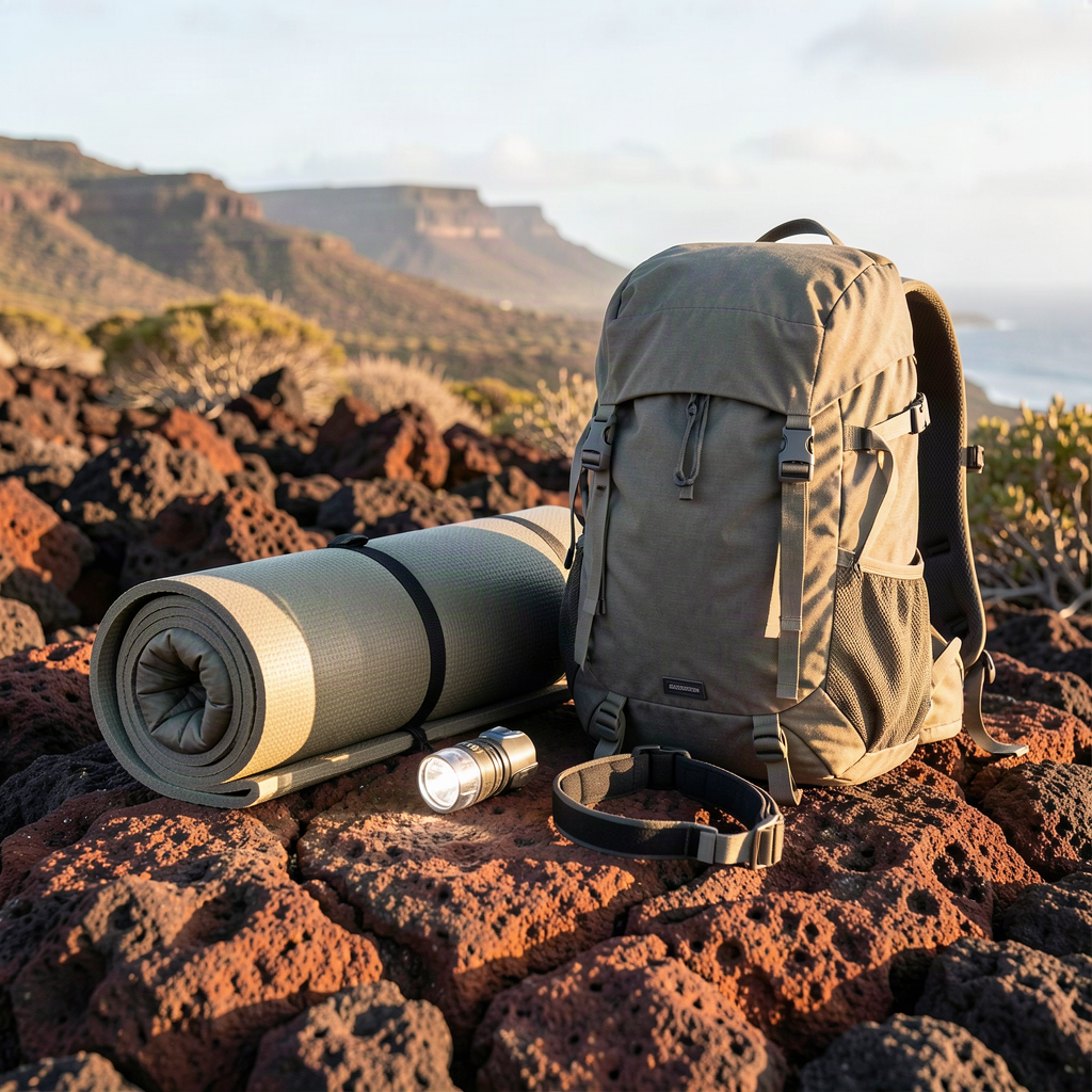 Camping rental kit with tent, sleeping bag and mat in Tenerife